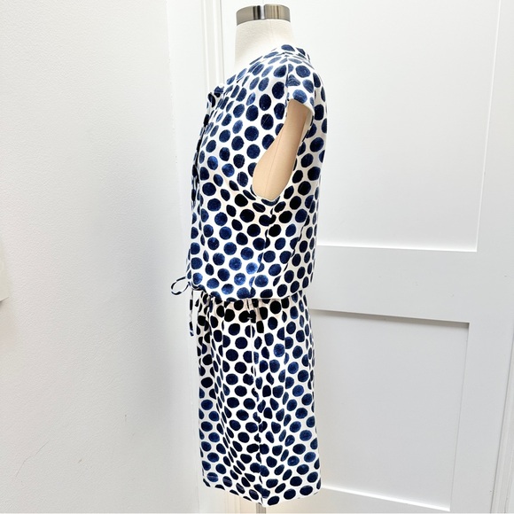 GAP Navy Polka Dot Drop Waist Drawstring Cotton Dress - Picture 4 of 10